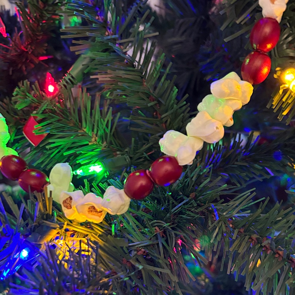 Festive Popcorn and Cranberry Garland